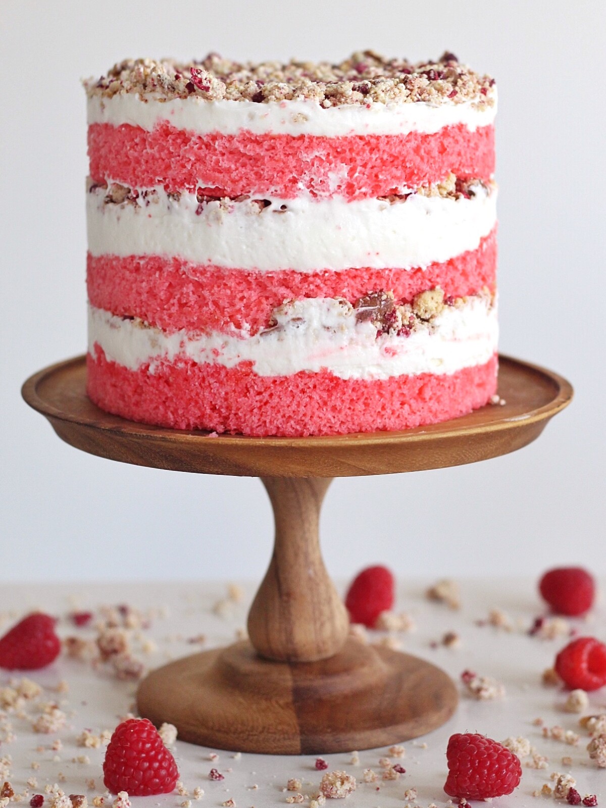 sweet and salty raspberry crunch cake. www.cakebycourtney.com